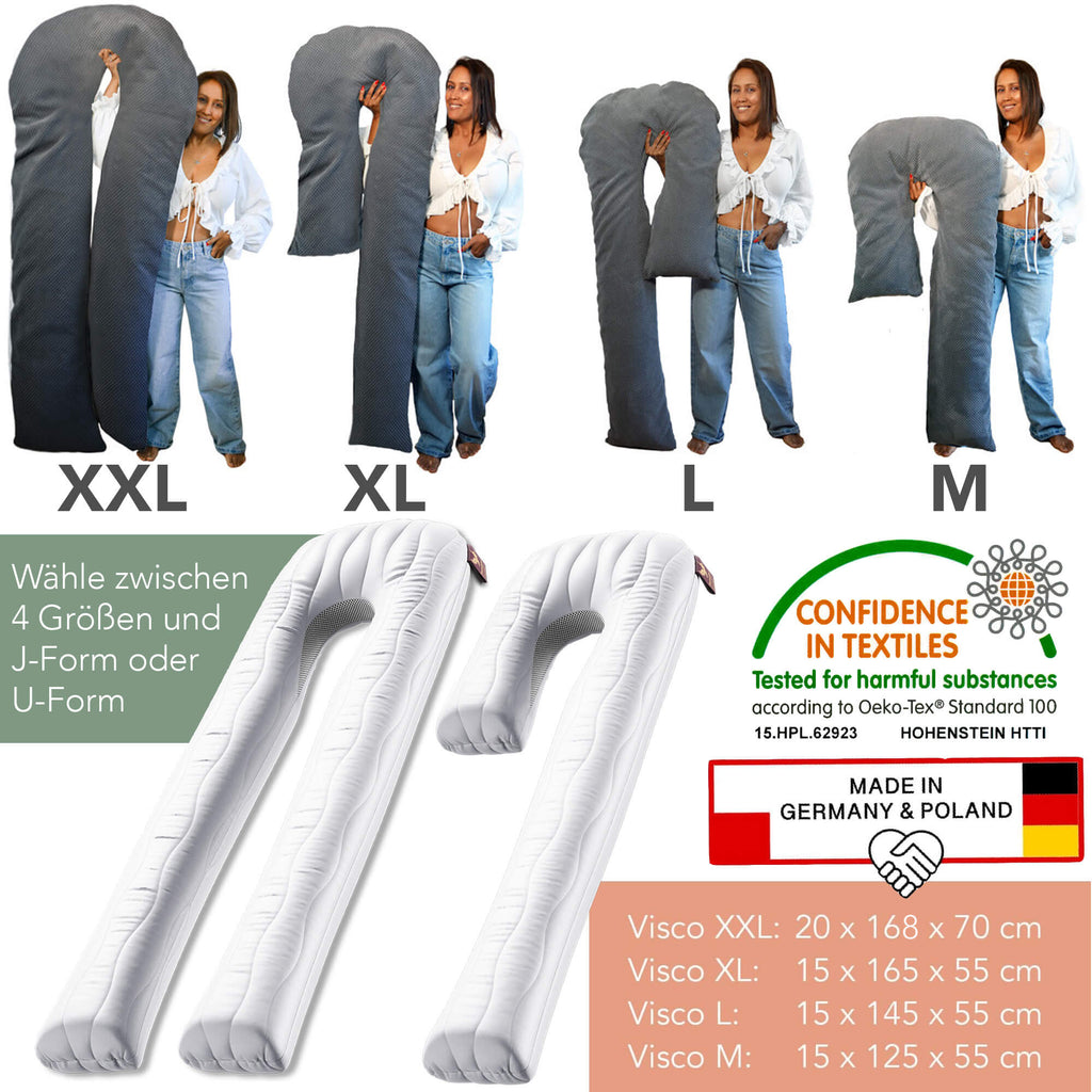 Seitenschläferkissen VISCO J mit Bezug Deluxe