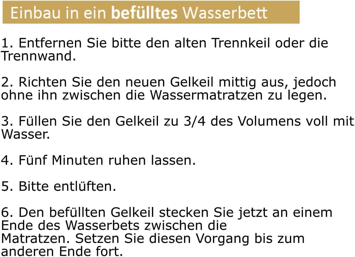 Gelkeil Trennkeil für Wasserbetten Thermo Trennwand / Gel Keil