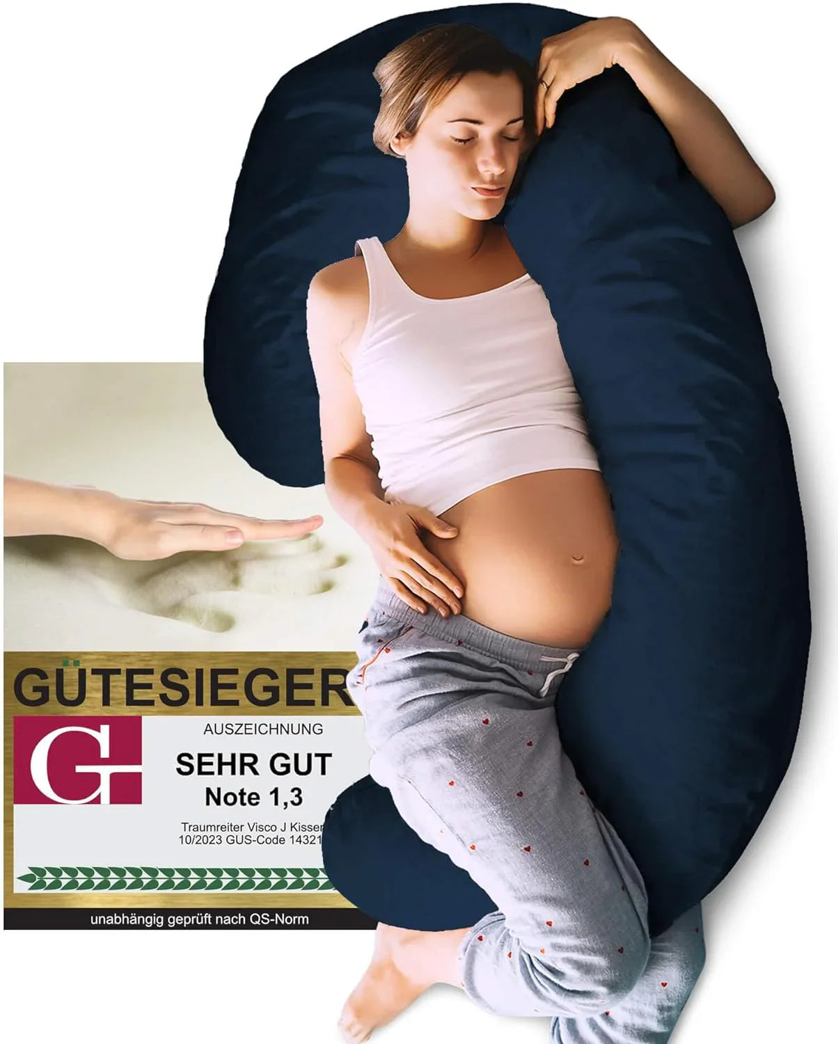 Seitenschläferkissen VISCO J mit Bezug Eco