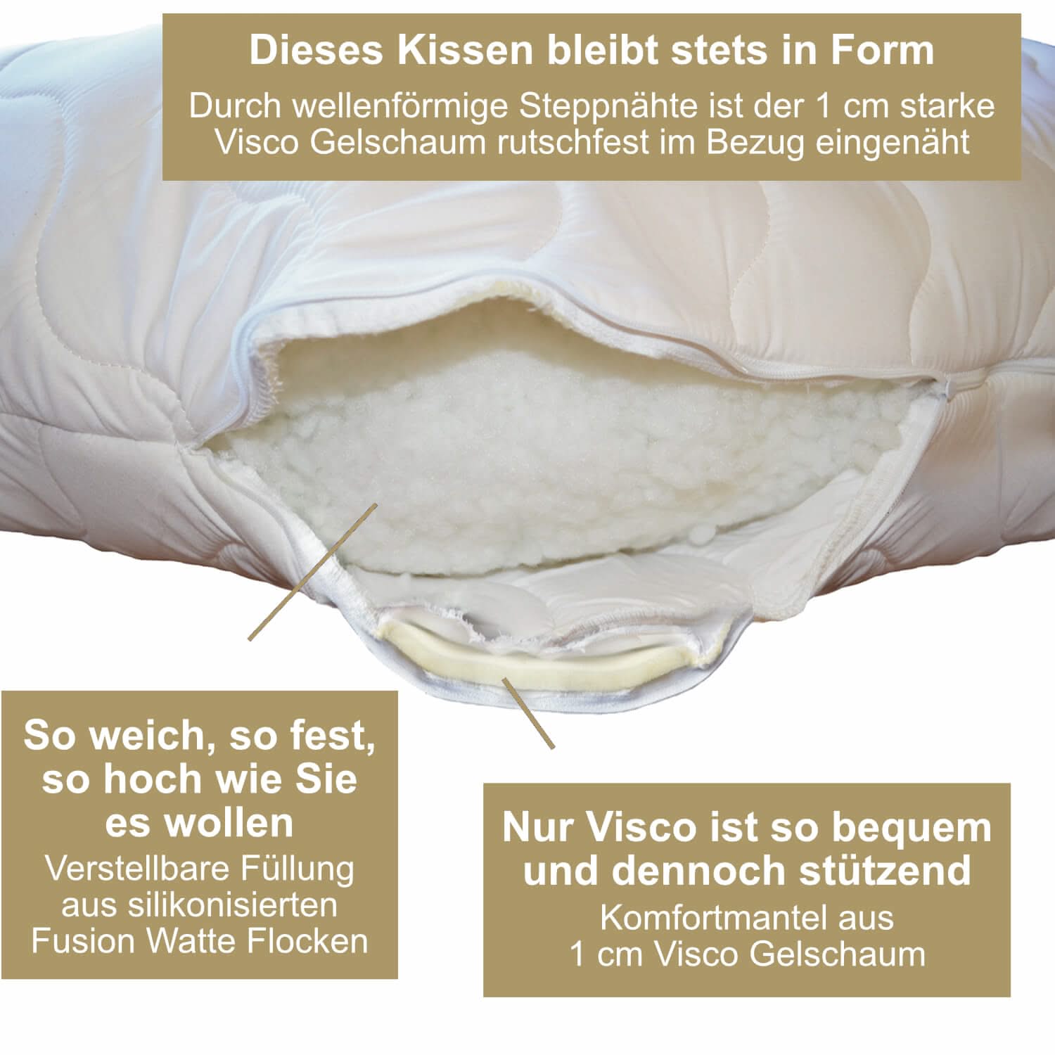 Komfortkissen VISCO XXL mit Bezug Baumwolle