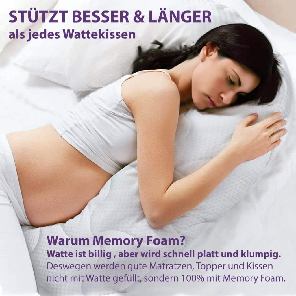 Seitenschläferkissen VISCO GEL PROFESSIONAL SLIM 140x40 mit Bezug Baumwolle - Seitenschläferkissen