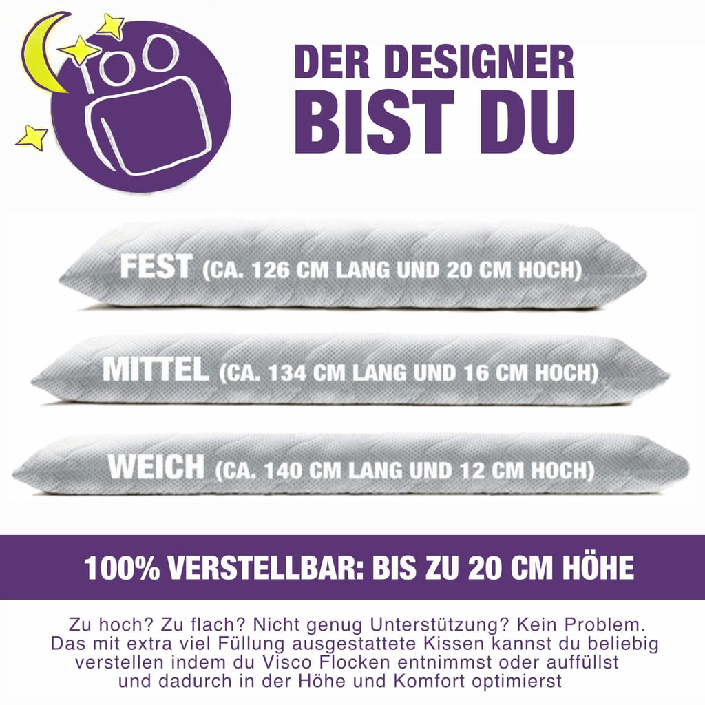Seitenschläferkissen VISCO GEL PROFESSIONAL SLIM 140x40 mit Bezug Baumwolle - Seitenschläferkissen