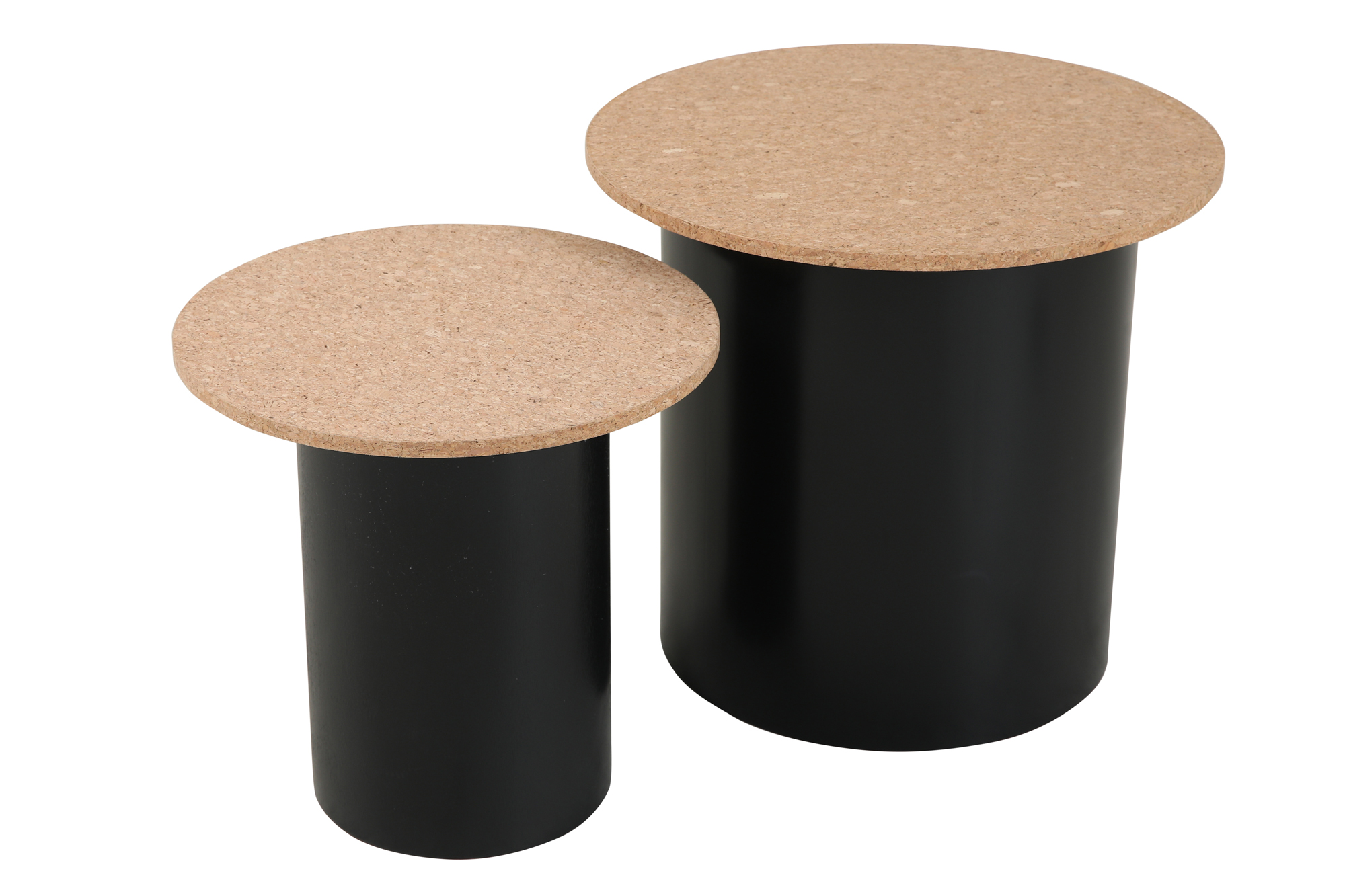 Beistelltisch, 2er Set MDF mit Kork, Beine Pinie | Maße großer Tisch: ca. B50xT50xH45 cm, Maße kleiner Tisch: ca. B40xT40xH38 cm – Bild 2