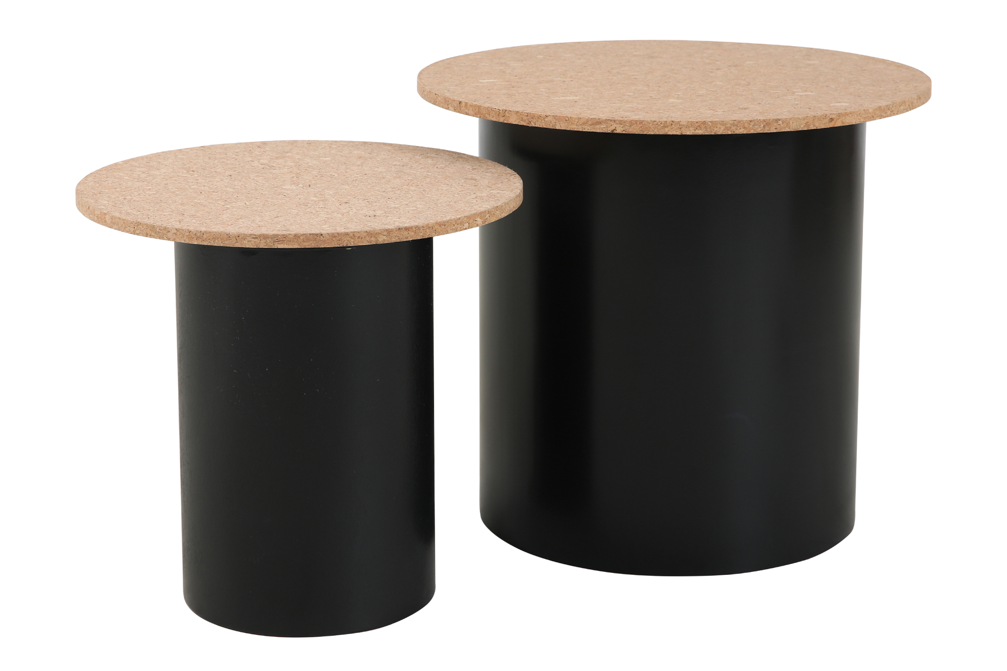 Beistelltisch, 2er Set MDF mit Kork, Beine Pinie | Maße großer Tisch: ca. B50xT50xH45 cm, Maße kleiner Tisch: ca. B40xT40xH38 cm – Bild 3