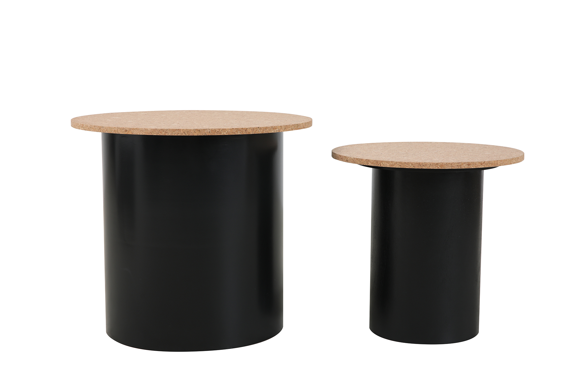 Beistelltisch, 2er Set MDF mit Kork, Beine Pinie | Maße großer Tisch: ca. B50xT50xH45 cm, Maße kleiner Tisch: ca. B40xT40xH38 cm – Bild 4
