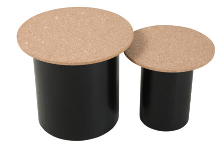 Beistelltisch, 2er Set MDF mit Kork, Beine Pinie | Maße großer Tisch: ca. B50xT50xH45 cm, Maße kleiner Tisch: ca. B40xT40xH38 cm – Bild 5