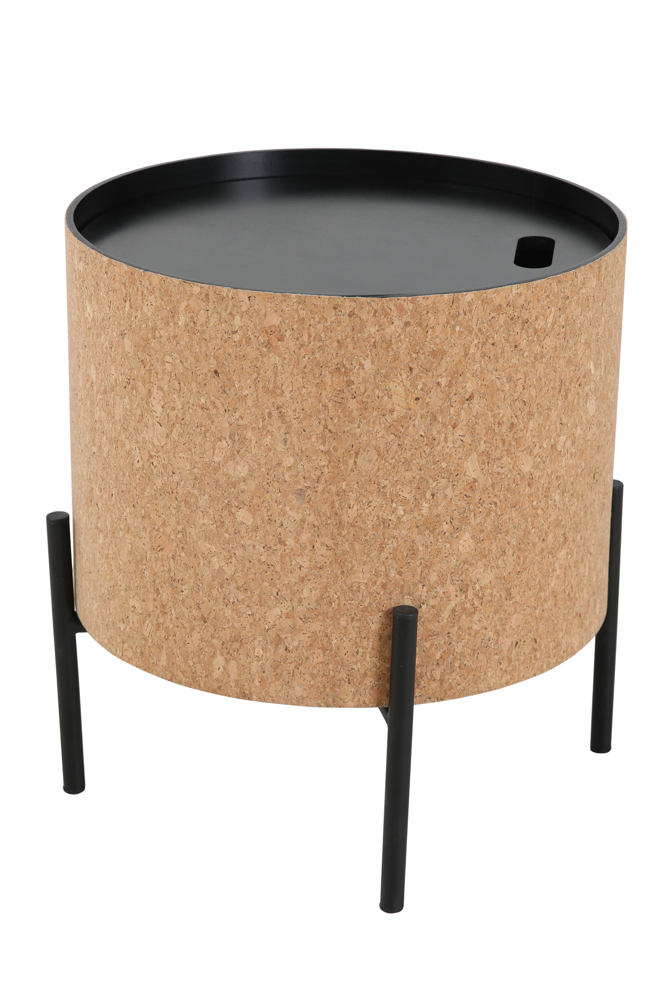 Couchtische, 2er Set MDF mit Kork, Stahlbeine | Maße großer Tisch: ca. B63xT63xH48,5 cm, Maße kleiner Tisch: ca. B41,5xT41,5xH36,5 cm, Tischplatten abnehmbar, mit Stauraum im Inneren – Bild 4