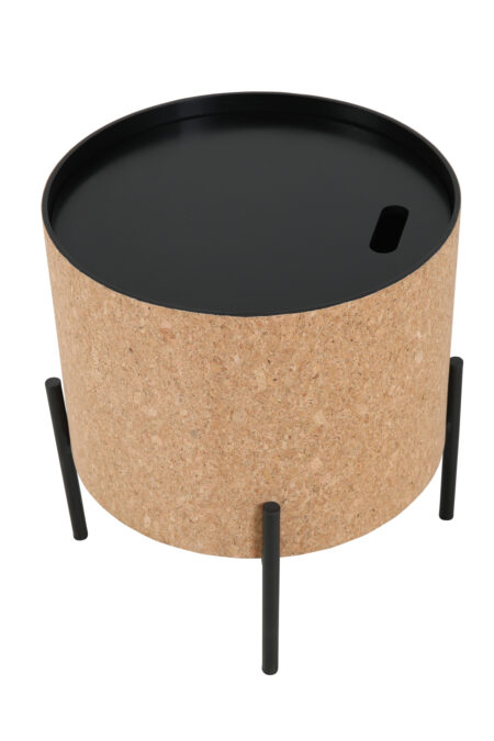 Couchtische, 2er Set MDF mit Kork, Stahlbeine | Maße großer Tisch: ca. B63xT63xH48,5 cm, Maße kleiner Tisch: ca. B41,5xT41,5xH36,5 cm, Tischplatten abnehmbar, mit Stauraum im Inneren – Bild 5
