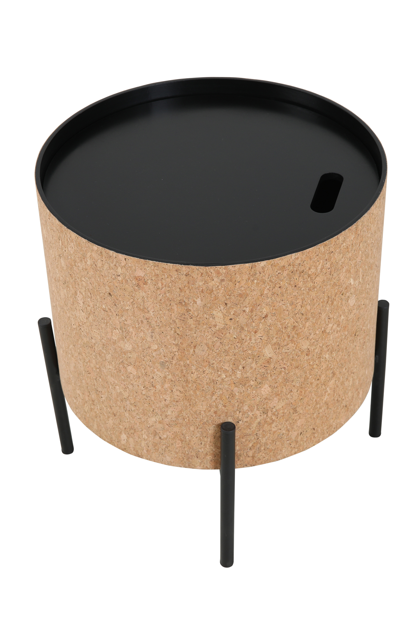 Couchtische, 2er Set MDF mit Kork, Stahlbeine | Maße großer Tisch: ca. B63xT63xH48,5 cm, Maße kleiner Tisch: ca. B41,5xT41,5xH36,5 cm, Tischplatten abnehmbar, mit Stauraum im Inneren – Bild 5