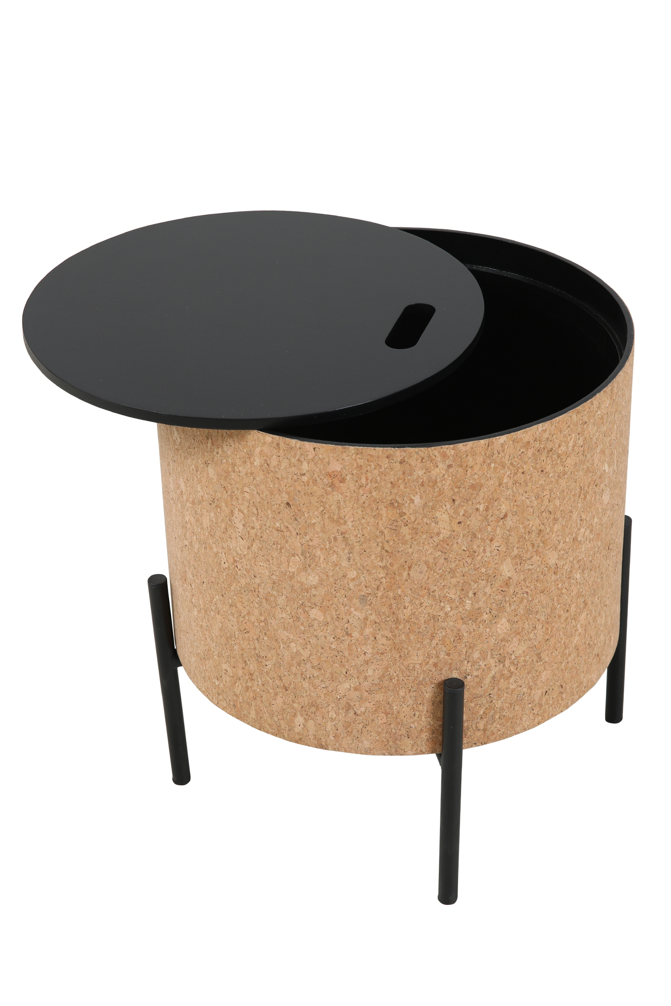 Couchtische, 2er Set MDF mit Kork, Stahlbeine | Maße großer Tisch: ca. B63xT63xH48,5 cm, Maße kleiner Tisch: ca. B41,5xT41,5xH36,5 cm, Tischplatten abnehmbar, mit Stauraum im Inneren – Bild 6