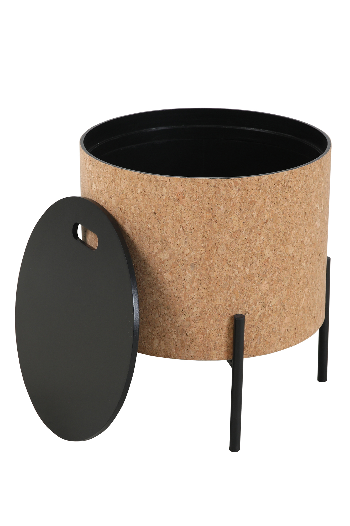 Couchtische, 2er Set MDF mit Kork, Stahlbeine | Maße großer Tisch: ca. B63xT63xH48,5 cm, Maße kleiner Tisch: ca. B41,5xT41,5xH36,5 cm, Tischplatten abnehmbar, mit Stauraum im Inneren – Bild 7