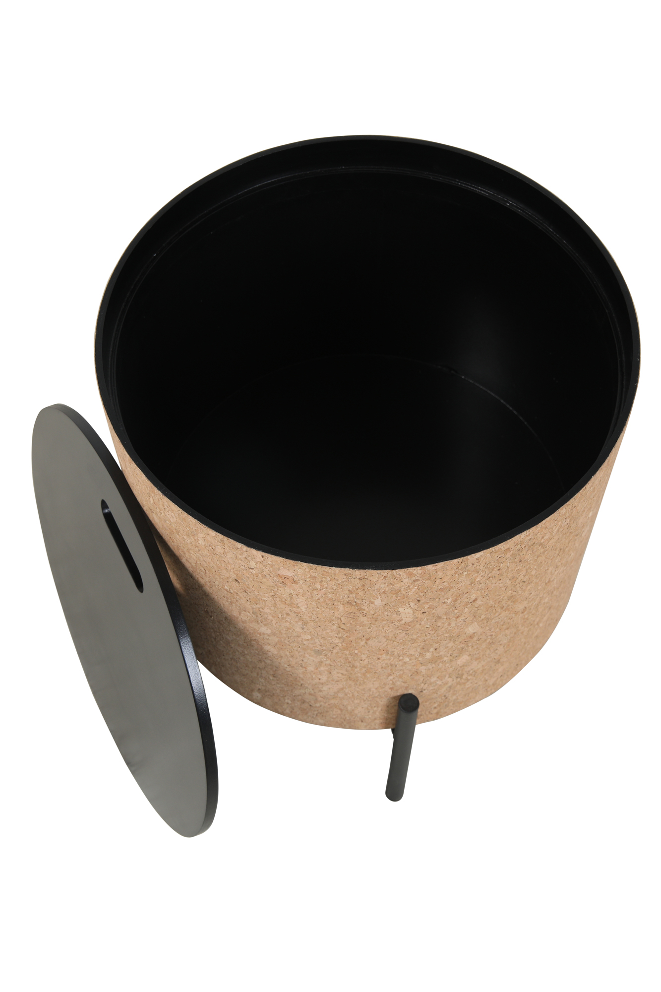 Couchtische, 2er Set MDF mit Kork, Stahlbeine | Maße großer Tisch: ca. B63xT63xH48,5 cm, Maße kleiner Tisch: ca. B41,5xT41,5xH36,5 cm, Tischplatten abnehmbar, mit Stauraum im Inneren – Bild 8