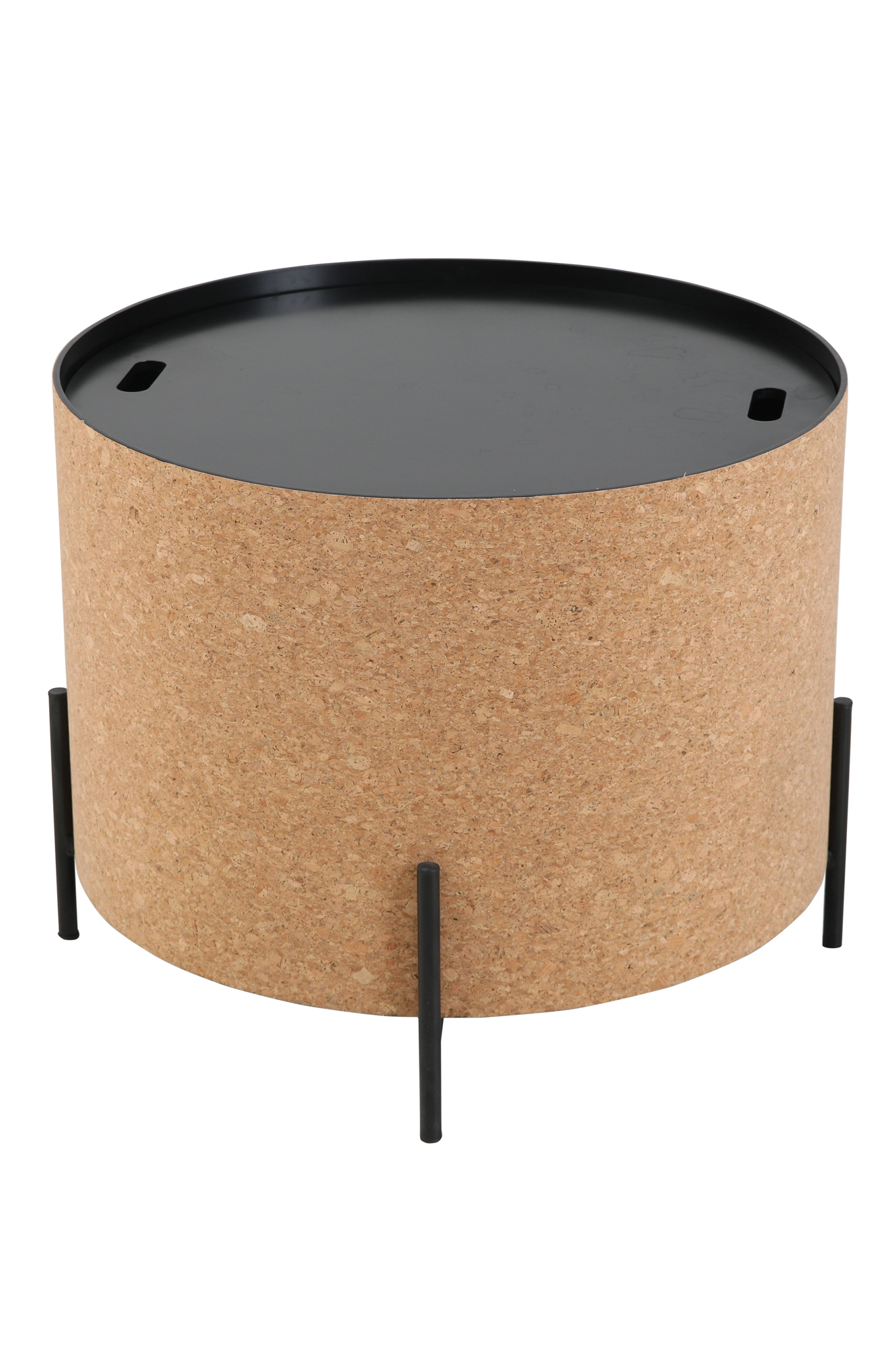 Couchtische, 2er Set MDF mit Kork, Stahlbeine | Maße großer Tisch: ca. B63xT63xH48,5 cm, Maße kleiner Tisch: ca. B41,5xT41,5xH36,5 cm, Tischplatten abnehmbar, mit Stauraum im Inneren – Bild 11