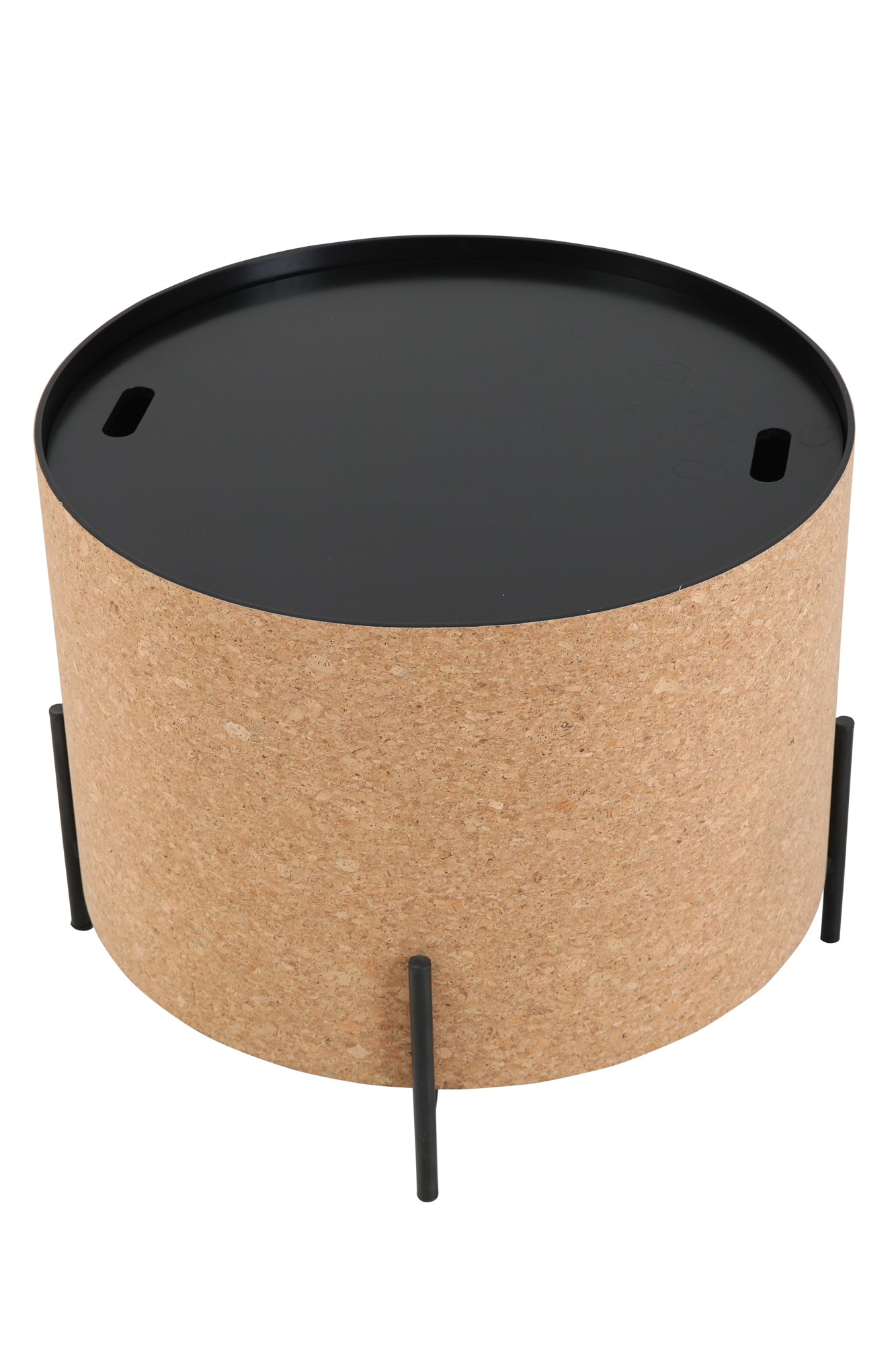Couchtische, 2er Set MDF mit Kork, Stahlbeine | Maße großer Tisch: ca. B63xT63xH48,5 cm, Maße kleiner Tisch: ca. B41,5xT41,5xH36,5 cm, Tischplatten abnehmbar, mit Stauraum im Inneren – Bild 13