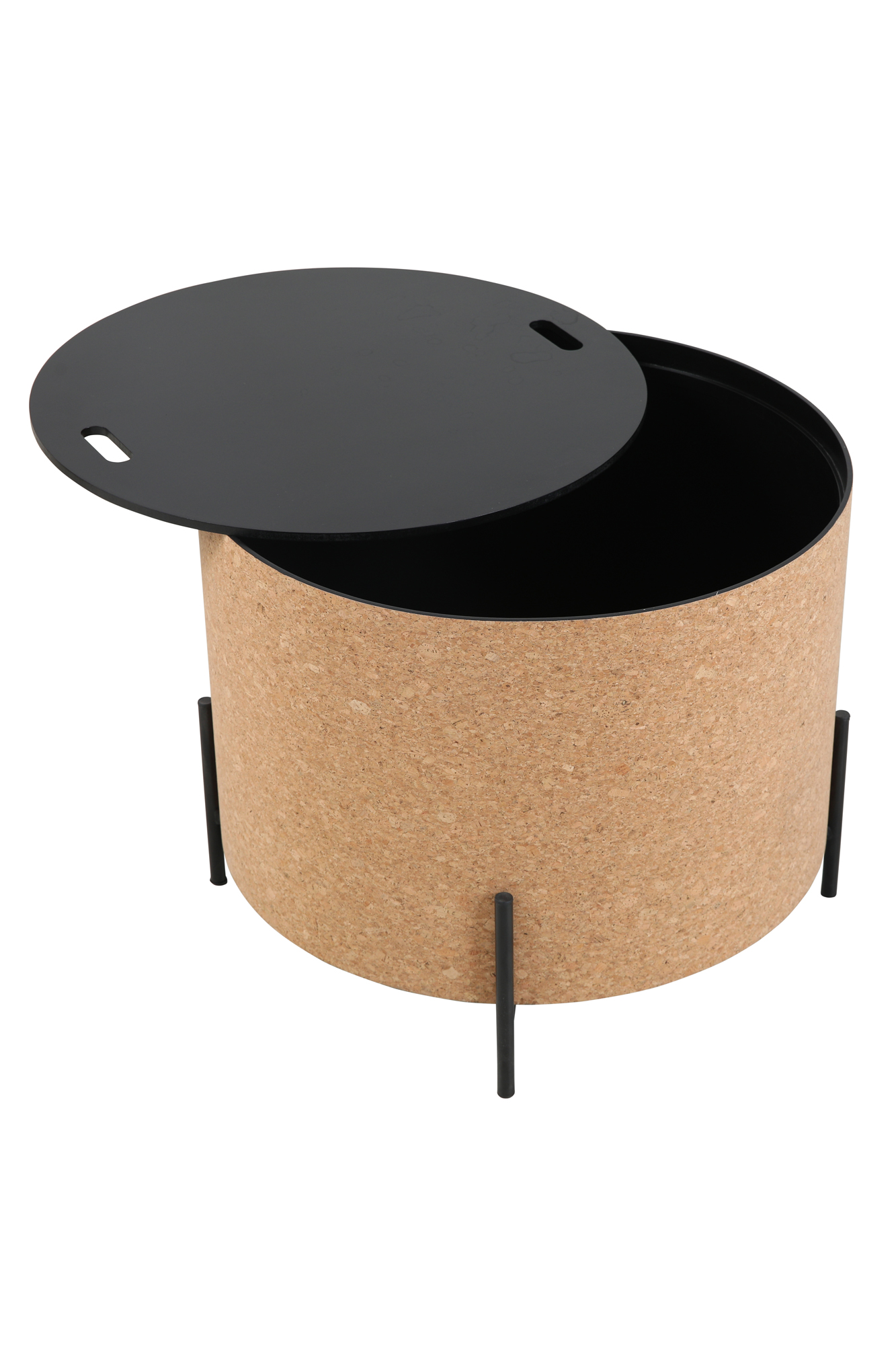 Couchtische, 2er Set MDF mit Kork, Stahlbeine | Maße großer Tisch: ca. B63xT63xH48,5 cm, Maße kleiner Tisch: ca. B41,5xT41,5xH36,5 cm, Tischplatten abnehmbar, mit Stauraum im Inneren – Bild 14