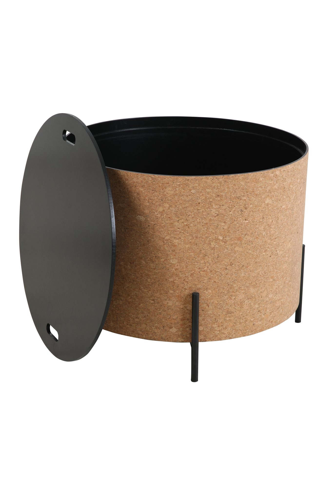 Couchtische, 2er Set MDF mit Kork, Stahlbeine | Maße großer Tisch: ca. B63xT63xH48,5 cm, Maße kleiner Tisch: ca. B41,5xT41,5xH36,5 cm, Tischplatten abnehmbar, mit Stauraum im Inneren – Bild 15
