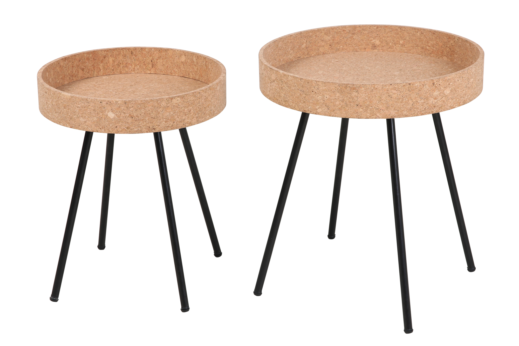 Beistelltisch, 2er Set MDF mit Kork, Stahlbeine | Maße großer Tisch: ca. B45xT45xH50 cm, Maße kleiner Tisch: ca. B38xT38xH45 cm – Bild 3